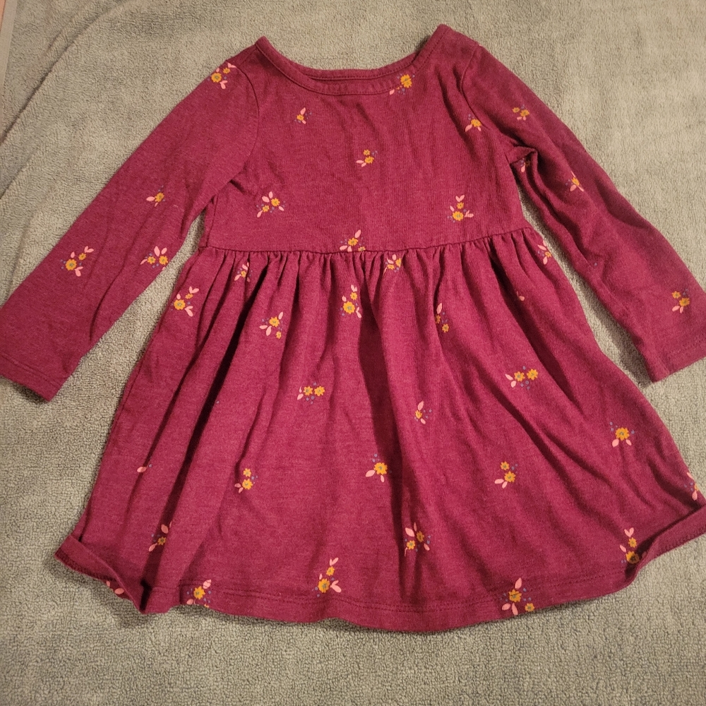 (4/$15) Floral Maroon Dress, Size 2t